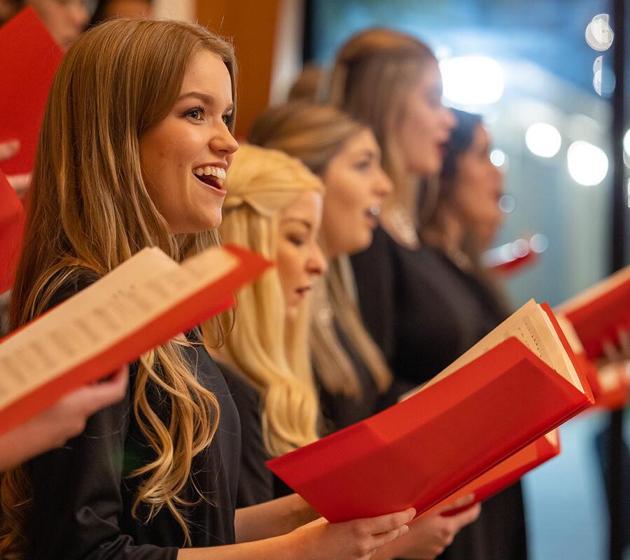 voice performance students singing in a choir